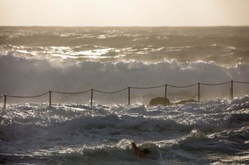 The BoM linked the powerful surf conditions to a low pressure system in the Tasman Sea (AAP).