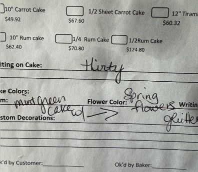 Cake order form