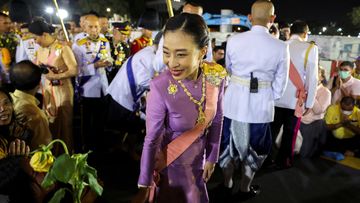 Thailand&#x27;s Princess Bajrakitiyabha greets her royalists as she leaves a religious ceremony to commemorate the death of King Chulalongkorn, known as King Rama V, at The Grand Palace in Bangkok, Thailand, October 23, 2020. (REUTERS/Athit Perawongmetha/File Photo)