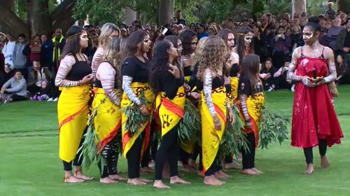 The performance followed the Anzac dawn service this morning at Kings Park.