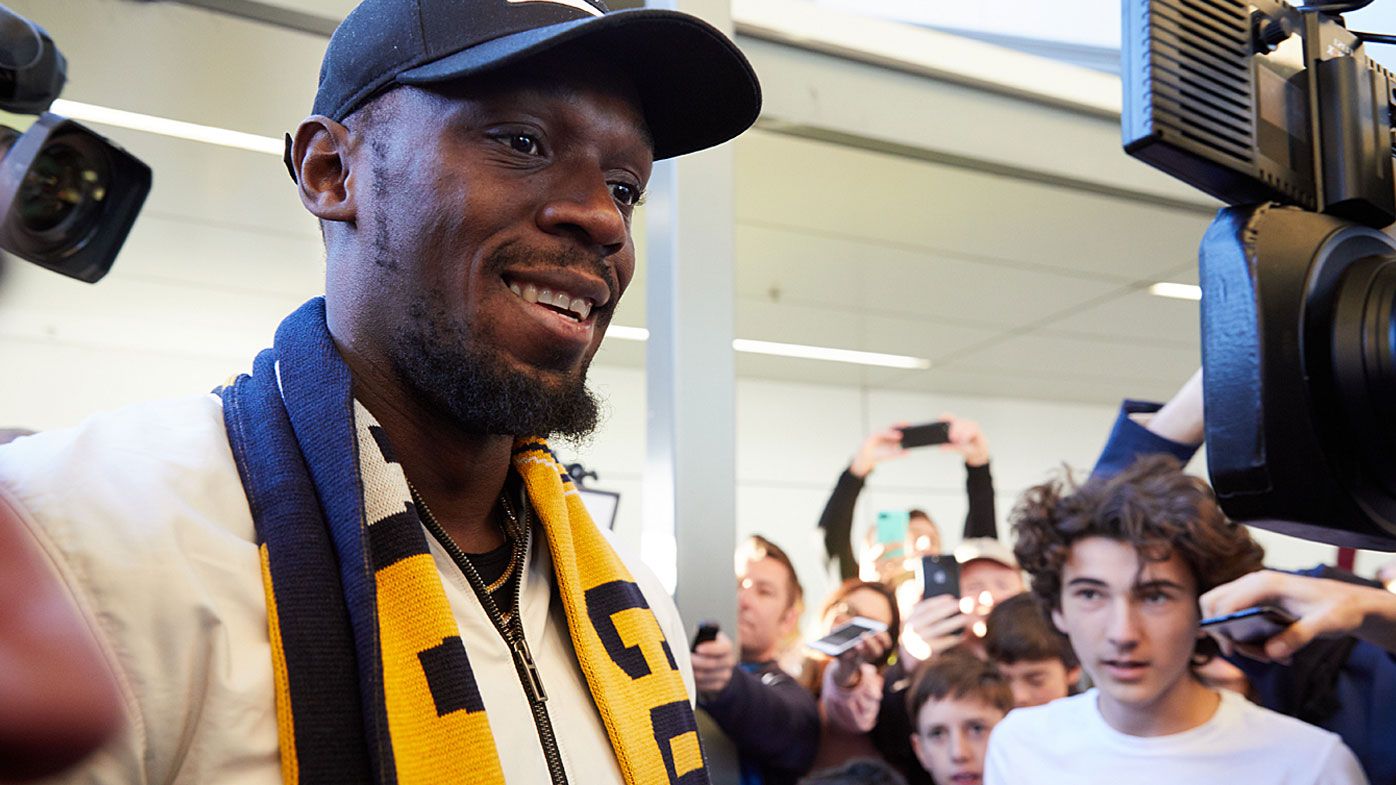 Usain Bolt arrives for Mariners A-League trial