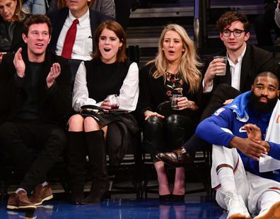 Jack Brooksbank, Princess Eugenie of York, Ellie Goulding and Caspar Jopling at the basketball in New York in 2017.