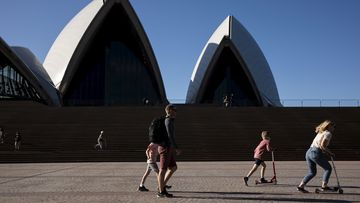 Generic. People enjoy the warmer than usual spring weather at the Opera House in Circular Quay in Sydney on September 12, 2020. 