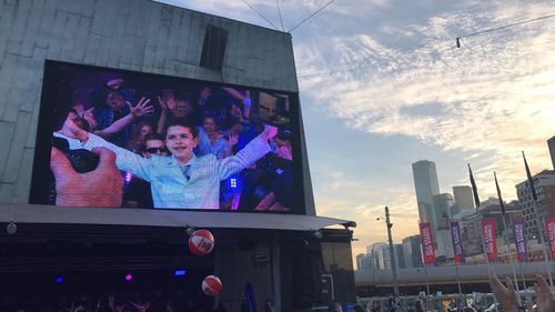 Eitan Shimony stole the show onstage at Federation Square yesterday. (Facebook/Make A Wish)