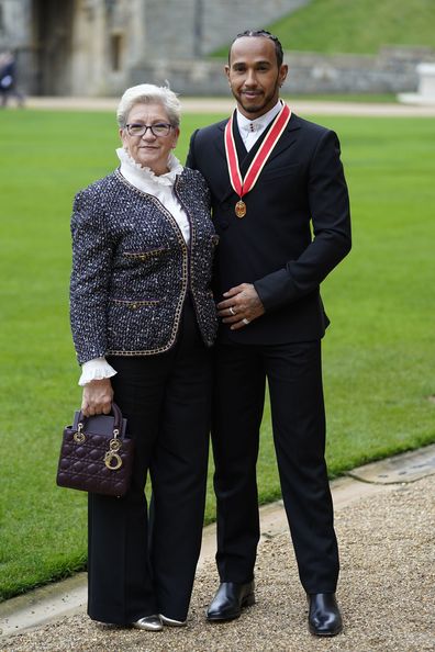 Lewis Hamilton with his mother Carmen Lockhart 