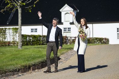 FREDENSBORG, DENMARK - MAY 5: King Frederik X of Denmark and Queen Mary of Denmark are welcomed by the public at Fredensborg Castle on May 5, 2025 in Fredensborg, Denmark. (Photo by Martin Sylvest Andersen/Getty Images)
