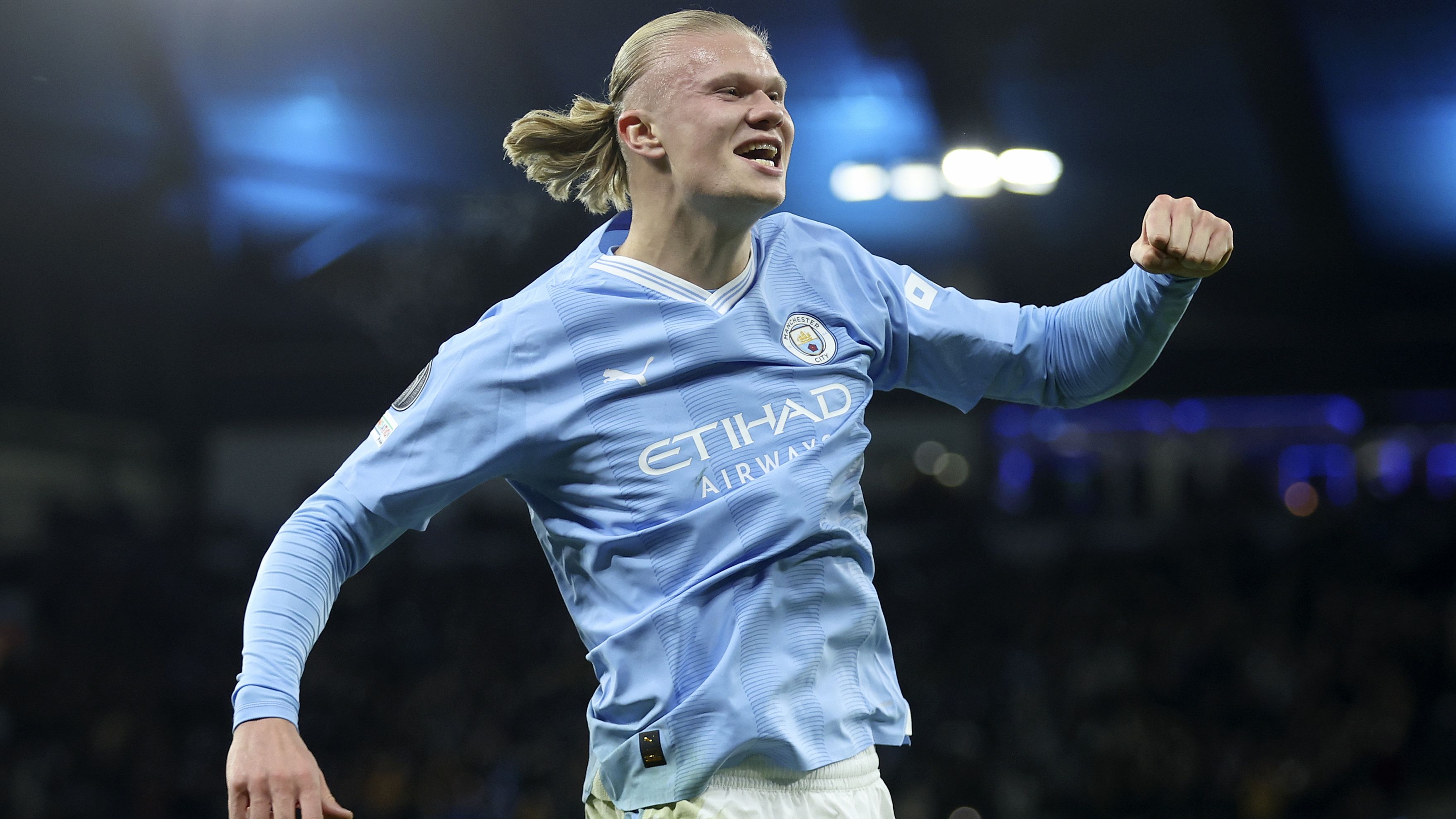 Erling Haaland of Manchester City celebrates.