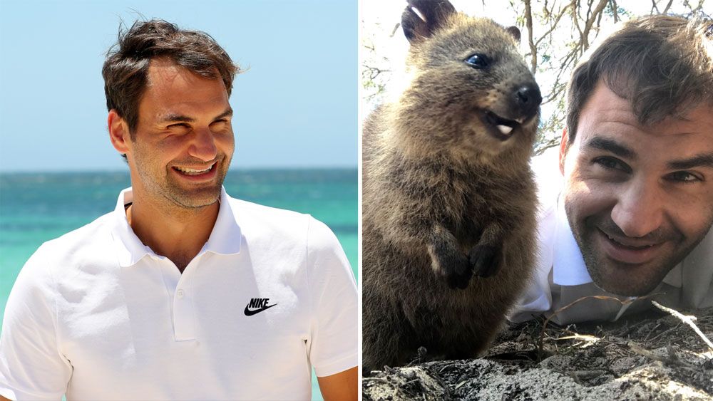 Roger Federer snaps selfie with quokka after arriving in Perth for Australian summer of tennis