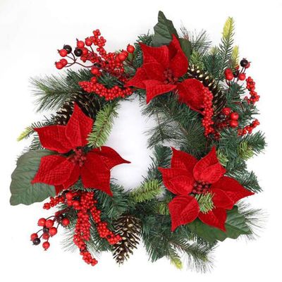 Jolly & Joy Poinsettia Wreath Red