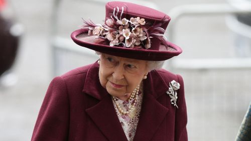 The Queen arrives at Westminster Abbey to mark Commonwealth Day. (PA/AAP)