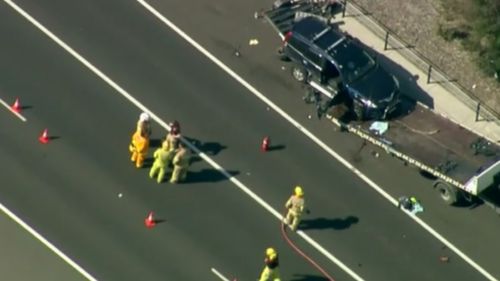 Emergency services at the scene on Tuesday. (9NEWS)