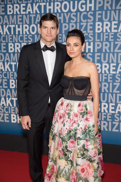 Ashton Kutcher and Mila Kunis arrive at the 2018 Breakthrough Prize at NASA Ames Research Center on December 3, 2017 in Mountain View, California.