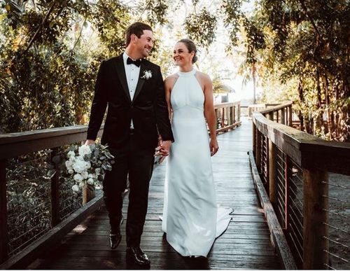 Newlyweds Ash Barty and  Garry Kissick both shared this Nic Morley photograph from their wedding day
