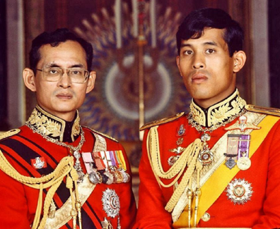 His Majesty King Maha Vajiralongkorn together with his father, the Late King Bhumibol Adulyadej.