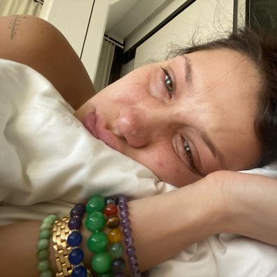 Bella Hadid cries on Instagram.