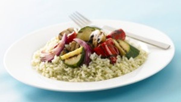 Chargrilled vegetables and pesto rice