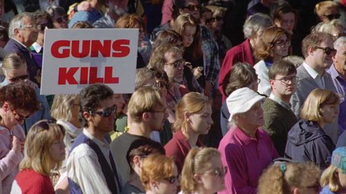 An anti-gun rally in Hobart in the wake of Port Arthur.