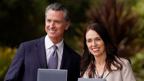 Gavin Newsom with New Zealand Prime Minister Jacinda Ardern.