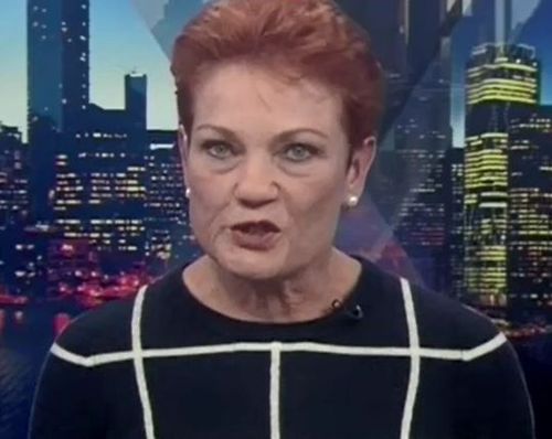 Ms Hanson is furious Senator Burston will stick to his promise to support company tax cuts. Picture: Sky News