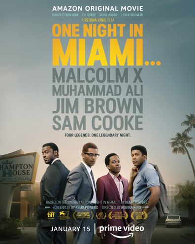 Leslie Odom Jr., Eli Goree, Kingsley Ben-Adir and Aldis Hodge star in One Night In Miami.