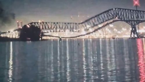The bridge collapsed after it was struck by a container ship.