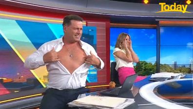 Karl Stefanovic Aaron Wilson lawn bowls Comm Games gold Today Show strip