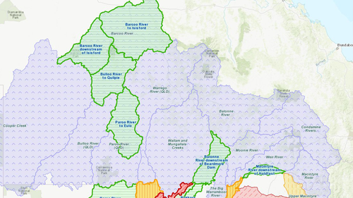  A flood watch is current for southern inland catchments in Queensland, along with multiple flood warnings. 