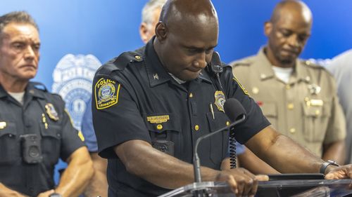 Lexington Police Chief Lawrence Weathers speaks during a media conference at Lexington Police headquarters in downtown Lexington, Ky., Sunday, July 13, 2025. 