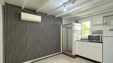 studio rental enmore sydney shower in kitchen domain