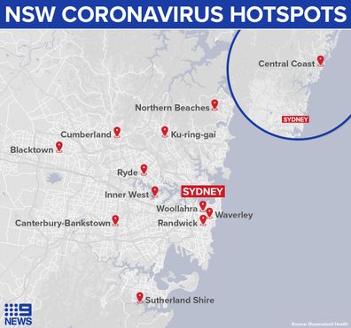 Coronavirus hotspots Sydney New South Wales