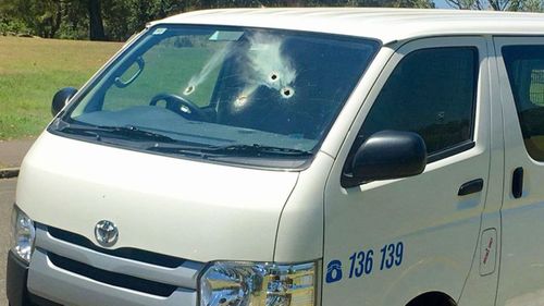 Several holes were seen in a van.