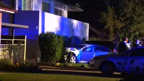 The station wagon came to a stop in the front yard of a home in the Sydney suburb of Chipping Norton. (9NEWS)