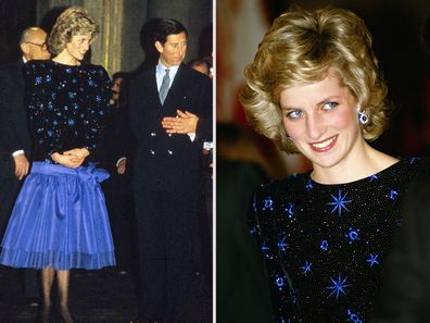 Princess Diana in 1985 dress that has now sold at auction