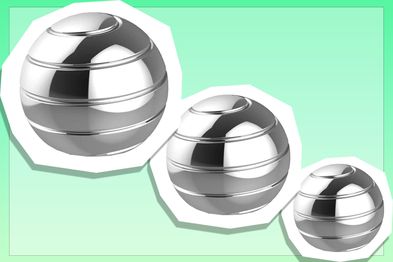 DBlosp Kinetic Desk Toys, Full Body Optical Illusion Fidget Spinner Ball, 1.5 inch silver