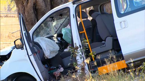 Six passengers in the minibus were hospitalised following the collision, but none of their injuries are life threatening. (9NEWS)