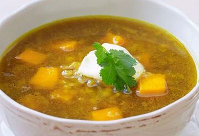 Curried lentil and pumpkin soup