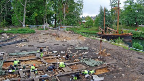 The excavation site at Kanaljorden unearthed hundreds of artefacts. (Image: Twitter).