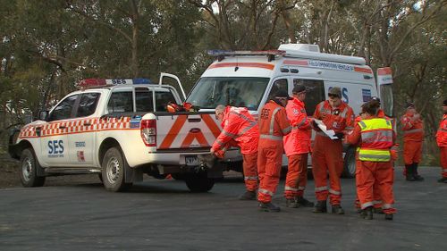 SES crews at the search site. 