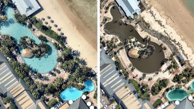 <p>BEFORE and AFTER: Swimming pools at the Whitsundays tourist hotspot of Hamilton Island, which copped the brunt of Cyclone Debbie as the Category 4 system approached the Queensland coast on Tuesday, March 28.&nbsp;</p>
<p>(Nearmap.com.au)</p>
<div>&nbsp;</div>