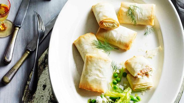 Smoked salmon & ricotta filo hand pies