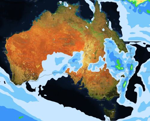 The rain system is moving east and will strike parched regions of New South Wales and Queensland this weekend.