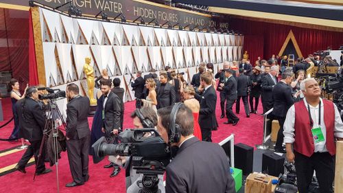 The media makes preparations ahead of the Red Carpet kick-off. (9NEWS/Ehsan Knopf)