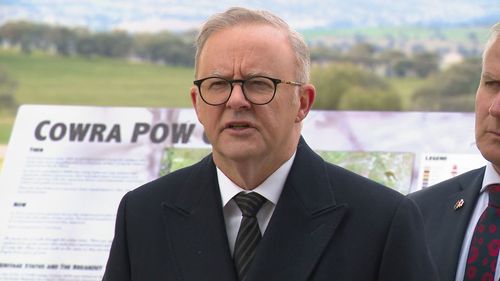 Prime Minister Anthony Albanese he joined a commemoration in the town of Cowra in the NSW Central West today.