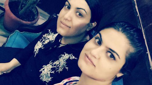 Lima (right) pictured with her sister Rana Haydari, who now lives in Melbourne.