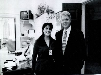 A photograph showing former White House intern Monica Lewinsky meeting President Bill Clinton at a White House function submitted as evidence in documents by the Starr investigation and released by the House Judicary committee September 21, 1998.