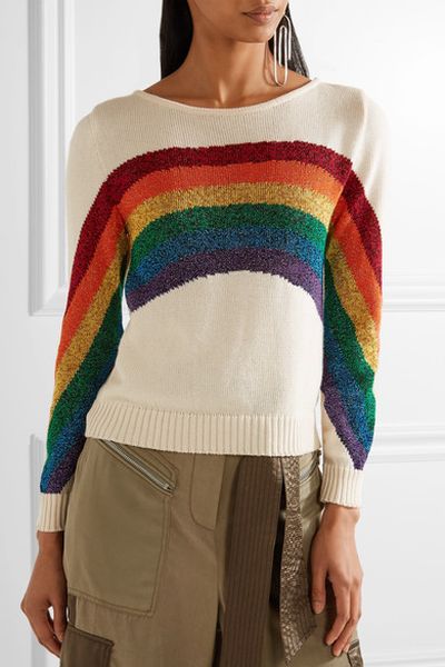 Marc Jacobs rainbow sweater, approx. $386 at <a href="https://www.net-a-porter.com/au/en/product/889938/Marc_Jacobs/metallic-intarsia-cotton-sweater" target="_blank" draggable="false">Net-a-porter</a><br>