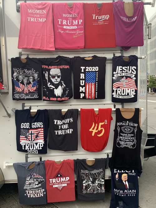 Trump merchandise on sale in Tulsa.