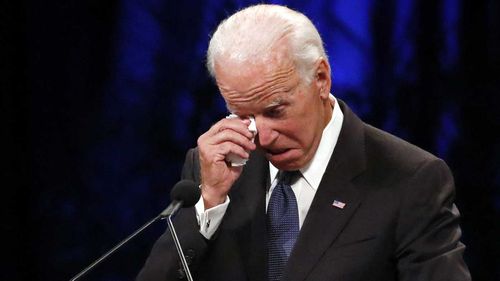 Joe Biden sheds a tear while speaking at John McCain's funeral.