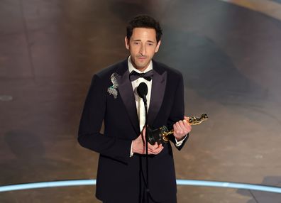 Adrien Brody accepts the Best Actor In A Leading Role award for "The Brutalist" onstage during the 97th Annual Oscars at Dolby Theatre on March 02, 2025 in Hollywood, California. 