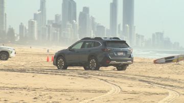 A Queensland driver ended up in a sticky situation when his GPS led him onto a beach, where his car became bogged in the sand.